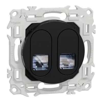 ODACE 2 - PRISE DOUBLE RJ45 CAT.6 STP ANTHRACITE