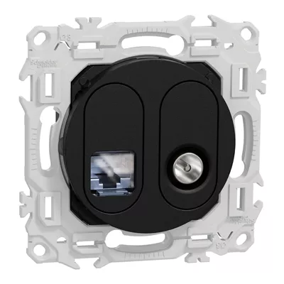 ODACE 2 - PRISE RJ45 CAT.6 STP + TV ANTHRACITE