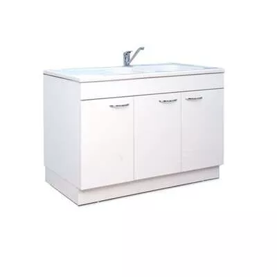 MEUBLE SOUS EVIER TOP 19 NF 120X60 CM 3P  BLANC