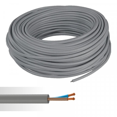 CABLE SOUPLE HO5 VV-F 2X2.5MM² GAINE GRISE C50