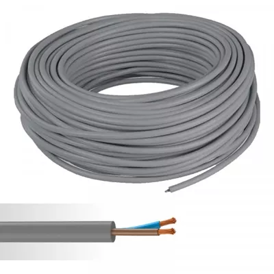 CABLE SOUPLE HO5 VV-F 2X2.5MM² GAINE GRISE C50