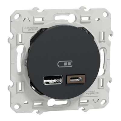 PRISE USB DOUBLE - TYPE A+C - ANTHRACITE - 5 VCC - 2,4A