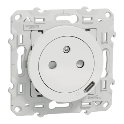 ODACE - PRISE AFFLEURANTE + USB C10.5W - BLANC