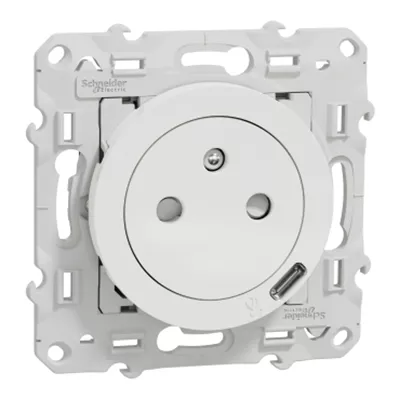 ODACE - PRISE AFFLEURANTE + USB C10.5W - BLANC
