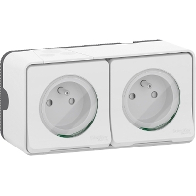 PRISE DOUBLE 2P+T PRECABLEE HORIZONTALE MUREVA