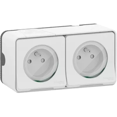 PRISE DOUBLE 2P+T PRECABLEE HORIZONTALE MUREVA