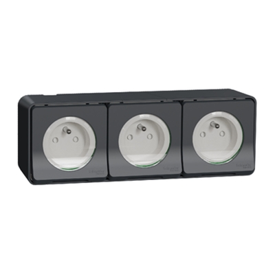 TRIPLE PC 2P+T HORIZ. PRECABLEE - SAILLIE - IP55 - IK08 - GRIS