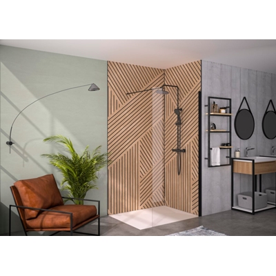 PAROI SOLO 6+ VERRE 6MM TRANSPARENT - 120 CM - H200 CM - NOIR MAT