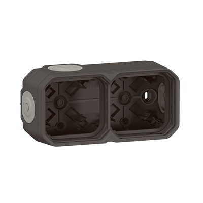 BOITIER SAILLIE A EMBOUTS 2 POSTES HORIZONTAUX ET VERTICAUX PLEXO ANTHRACITE