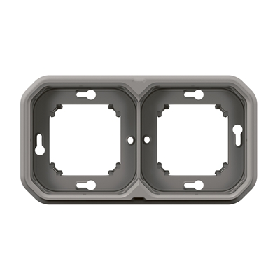 SUPPORT PLAQUE ENCASTRE 2 POSTES MONTAGE HORIZONTAL/VERTICAL PLEXO GRIS