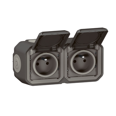 PRISE DE COURANT 2X2P+T HORIZONTALE PLEXO COMPLET SAILLIE ANTHRACITE