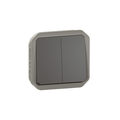 COMMANDE DOUBLE INTERRUPTEUR OU POUSSOIR PLEXO COMPOSABLE ANTHRACITE
