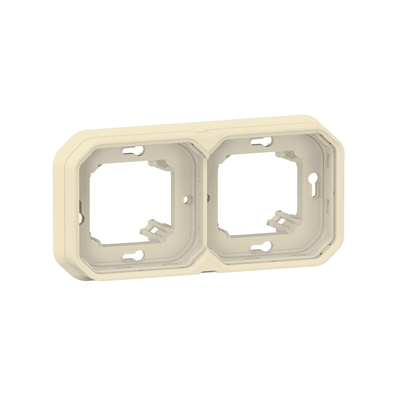 SUPPORT PLAQUE ENCASTRE 2 POSTES MONTAGE HORIZONTAL/VERTICAL PLEXO SABLE