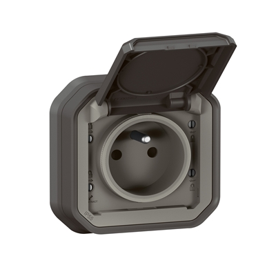 PRISE DE COURANT 2P+T PLEXO COMPLET ENCASTRE ANTHRACITE