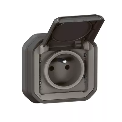 PRISE DE COURANT 2P+T PLEXO COMPLET ENCASTRE ANTHRACITE