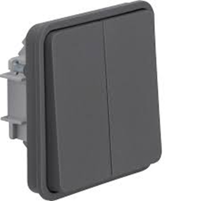 DOUBLE BOUTON POUSSOIR 1O/1F ASSOC. GRIS