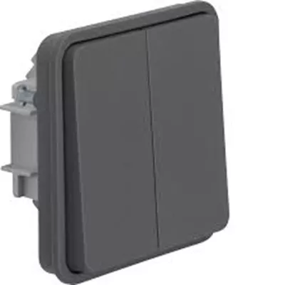 DOUBLE BOUTON POUSSOIR 1O/1F ASSOC. GRIS