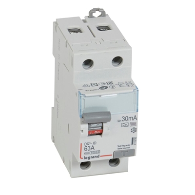 INTERRUPTEUR DIFFERENTIEL DX³-ID HAUT/BAS VIS - 2P 230V~ 63A TYPEF 30MA - 2 M