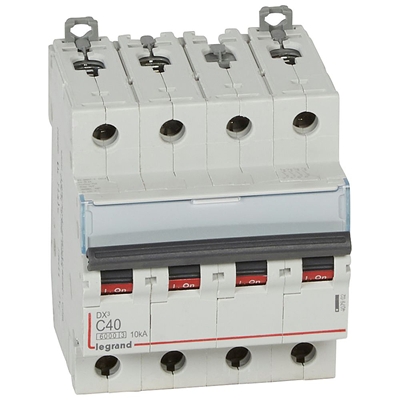 DISJONCTEUR DX³ 6000 -VIS/VIS- 4P- 400V~-40A-COURBEC-PEIGNE