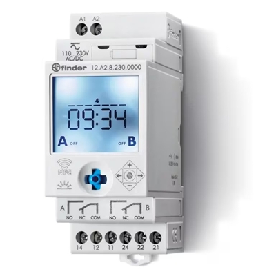 HORLOGE ASTRONOMIQUE HEBDOMADAIRE DIGITALE 2 INVERSEURS 12 A 24V AC/DC, NFC