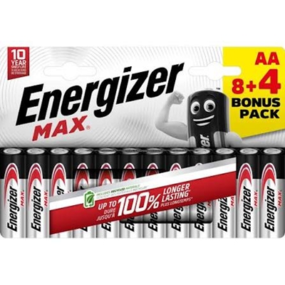 PILE AA LR6 1.5V ALCALINE MAX PLUS ENERGIZER B8+4