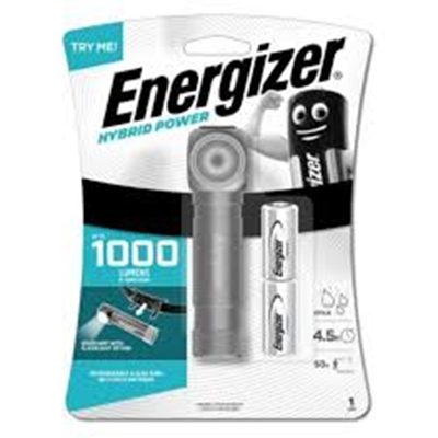 TORCHE METAL 2EN1 FRONTALE HYBRID 1000LM +2CR123 ENERGIZER