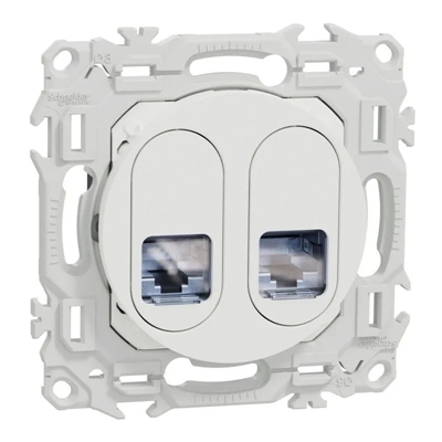 ODACE 2 - PRISE DBLE RJ45 CAT.6 STP (GRADE 2TV A GRADE 3TV) BLANC
