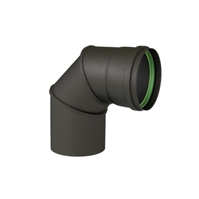 COUDE PELLETS 90° Ø 80 EMAIL NOIR MAT + JOINT VITON