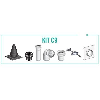 KIT C9 RACCORD MURAL OU PLAFOND BRIQUE 80/125