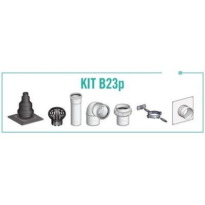 KIT B23P RACCORD MURAL OU PLAFOND NOIR 80 - 80/125