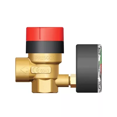 SOUPAPE DE SURETÉ CHAUFFAGE 3 BARS 15X21 AVEC MANOMÈTRE