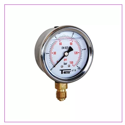 MANOMETRE GLYCERINE AXIAL -1 A +1 BAR 8X13 Ø63MM