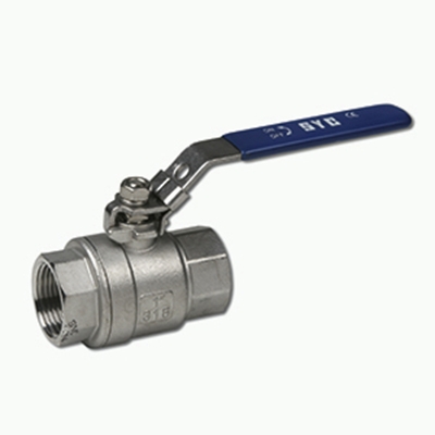 VANNE SPHERE 2 PIECES INOX 316  3/8 F/F POIGNEE BLEU