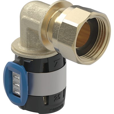 COUDE RACCORD 90° GEBERIT FLOWFIT AVEC ECROU DE SERRAGE D=16MM, DI=11MM, G=1/2''