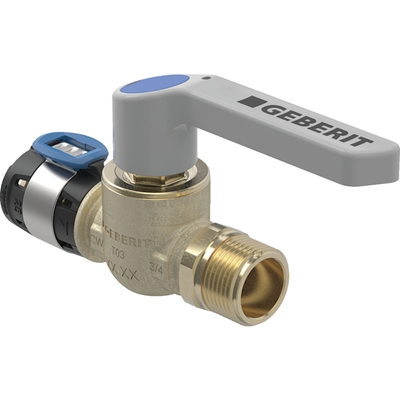 ROBINET À BOISSEAU SPHERIQUE GEBERIT FLOWFIT FILETAGE MÂLE ET LEVIER DE DECLENCH