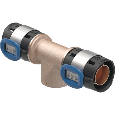 TE GEBERIT FLOWFIT AVEC FILETAGE FEMELLE D=16MM, RP=1/2'', D1=16MM