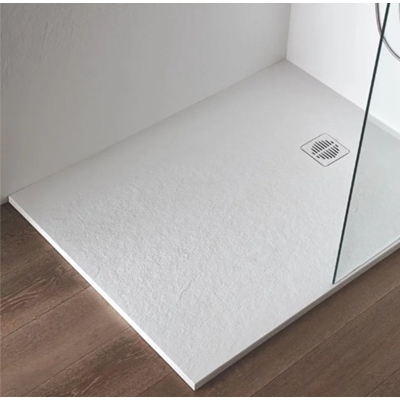 RECEVEUR DOMAO BLANC PN24 100X80X2.6 CM AVEC BONDE ET GRILLE RESINE