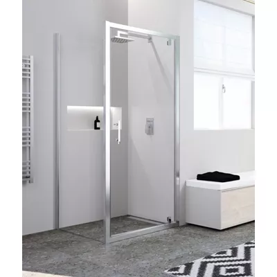 PORTE PIVOTANTE CADRÉE VERRE CLAIR PROFILÉS SILVER