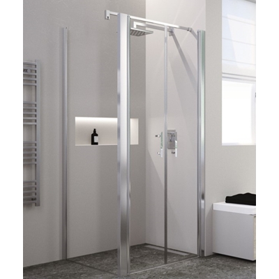 PORTE BATTANTE NON CADRÉE VERRE CLAIR PROFILÉS SILVER