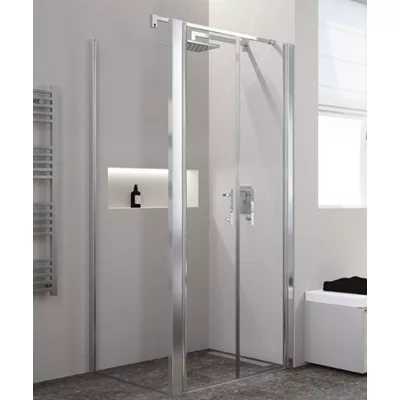 PORTE BATTANTE NON CADRÉE VERRE CLAIR PROFILÉS SILVER