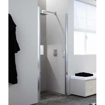 PORTE BATTANTE NON CADRÉE VERRE CLAIR PROFILÉS SILVER