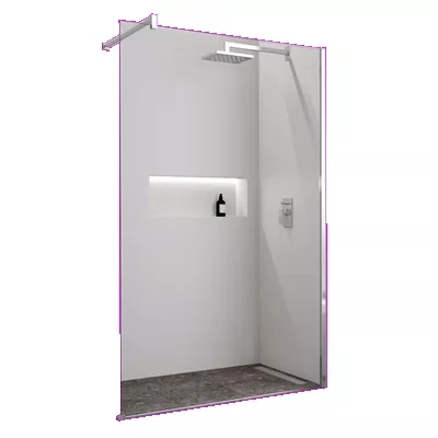 PAROI FIXE SEULE RÉVERSIBLE VERRE CLAIR PROFILÉS SILVER