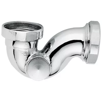SIPHON LAVABO À ÉCROU 33X42 SORTIE Ø32MM FORME P CHROMÉ BRILLANT