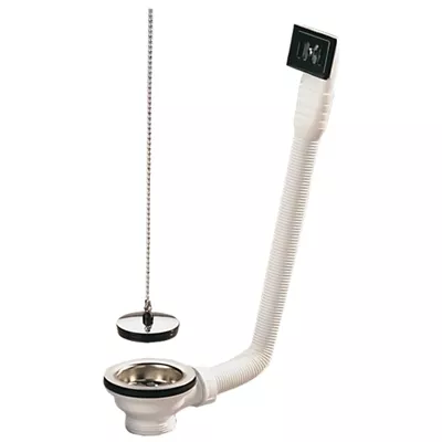 BONDE PLASTIQUE ÉVIER Ø 84MM À BOUCHON CHAINETTE