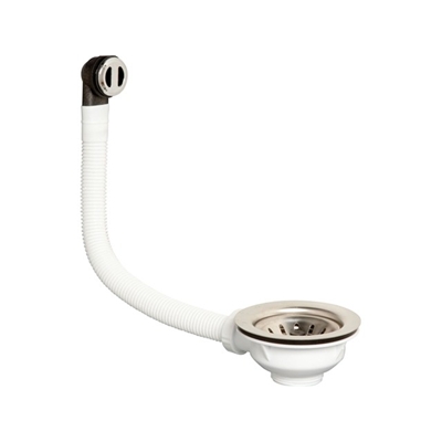 BONDE PLASTIQUE ÉVIER Ø 84MM À PANIER ET COMMANDE MANUELLE