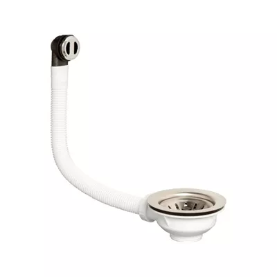 BONDE PLASTIQUE ÉVIER Ø 84MM À PANIER ET COMMANDE MANUELLE