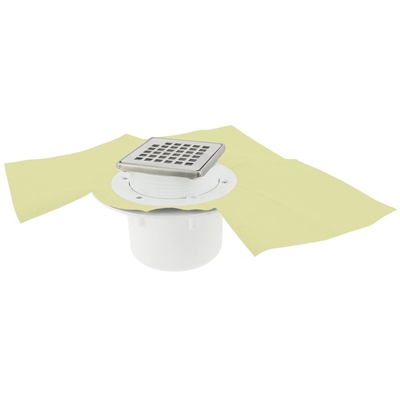 SIPHON 10X10 POUR SOL CARRELE Ø50MM GRILLE INOX