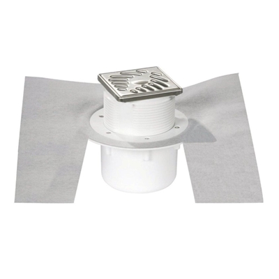 SIPHON 10X10 POUR SOL CARRELE Ø50MM VER. GRILLE INOX