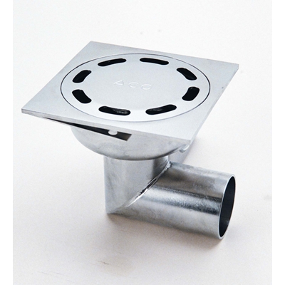 SIPHON 100 X 100 MODÈLE COURT GRILLE POLIE SORTIE HORIZONTALE DN 40