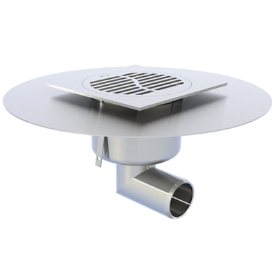 SIPHON 100 X 100 MODÈLE COURT GRILLE WAVE AVEC PLATINE D' ÉTANCHÉITÉ